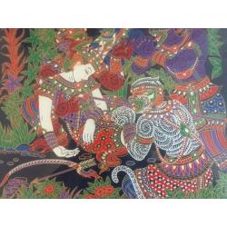 Large Framed Thailand Cloth Painting