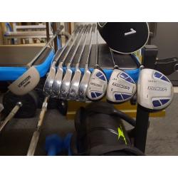 Golf clubs, bag and trolley