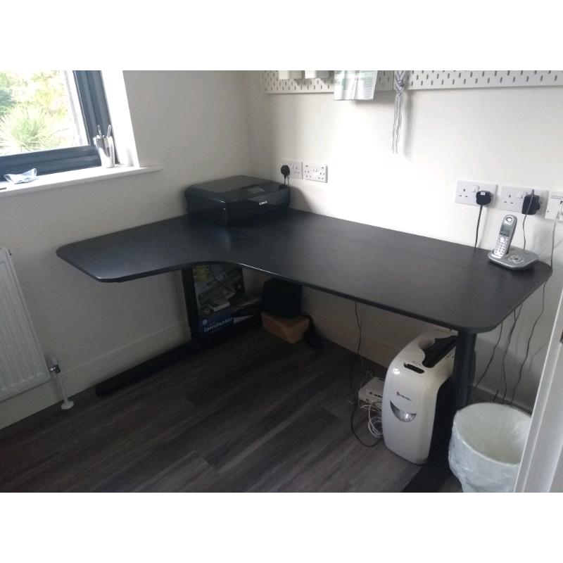 IKEA BEKANT Corner office desk black stained ash veneer/black