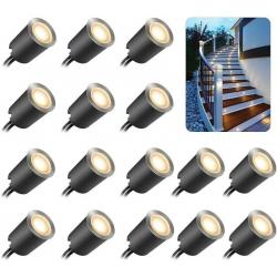 16Pcs Decking Lights,Deck Lights with Protecting Shell ?32mm,Warm White Deck Lighting