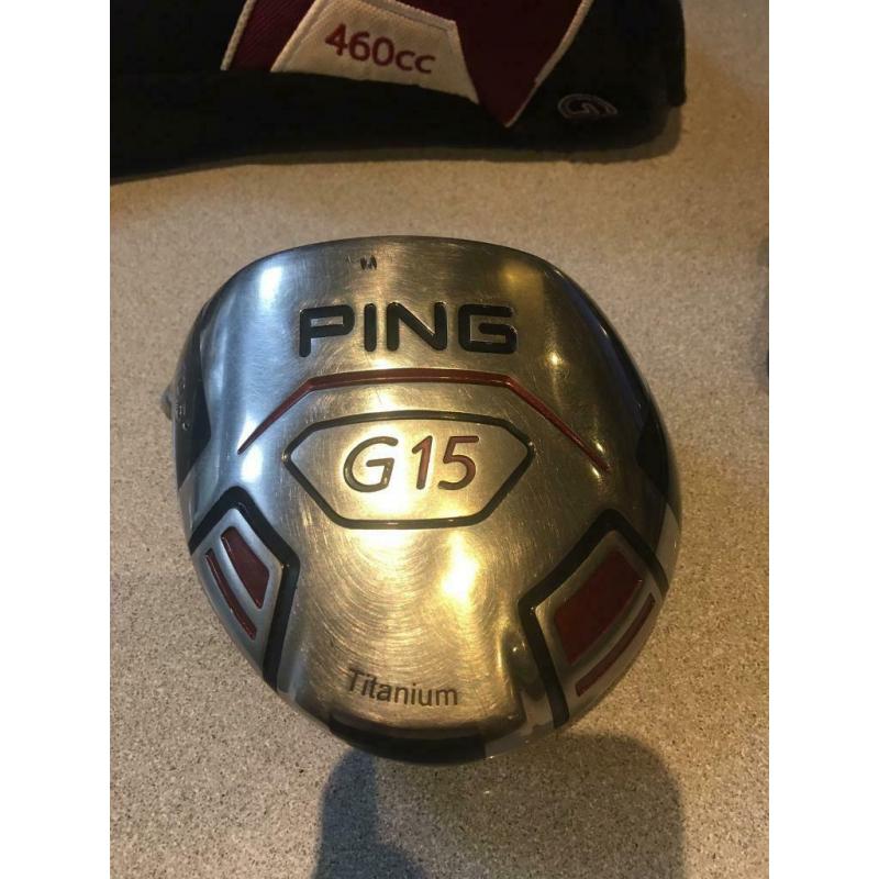 Left handed Ping G15 Driver head and head cover only.