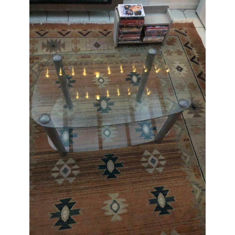 TV stand silver and glass