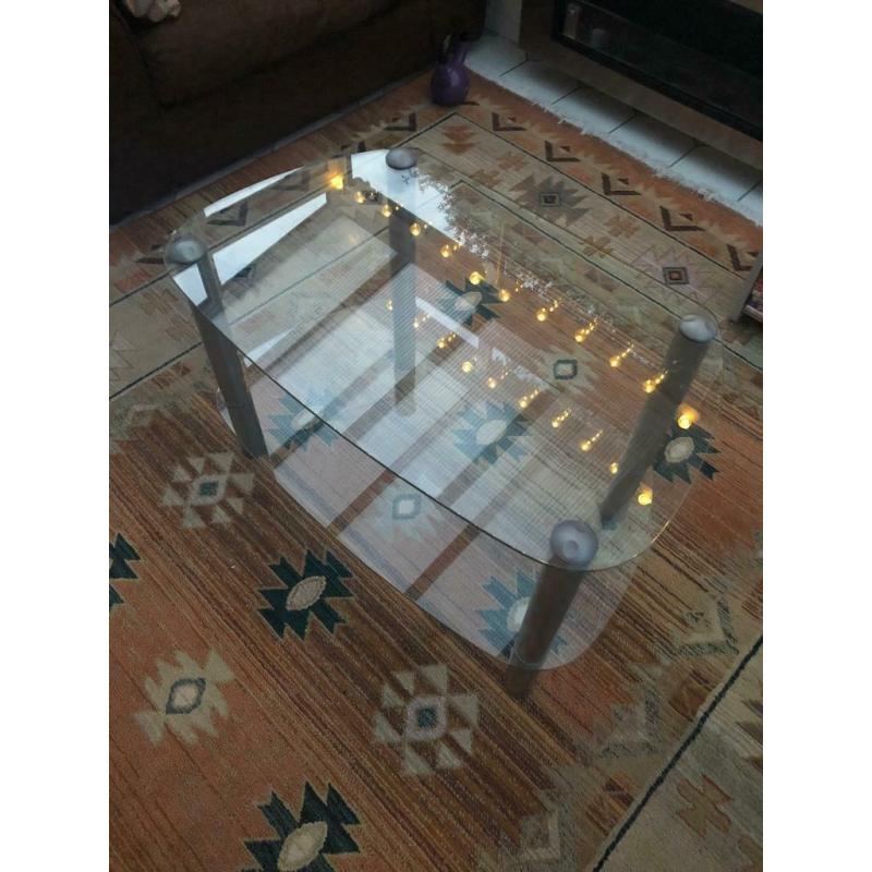 TV stand silver and glass