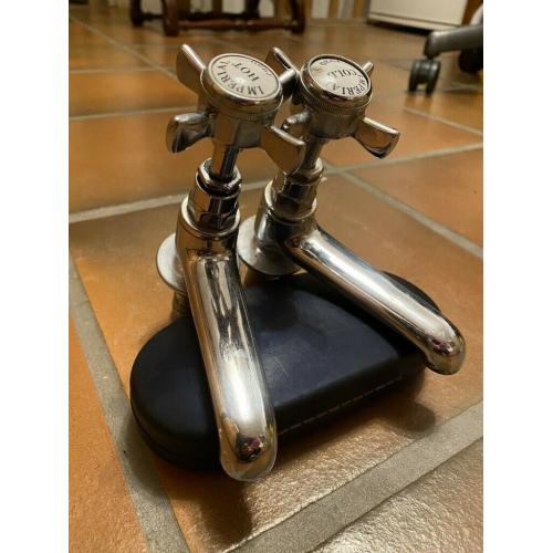Pair of Vintage Imperial 1920 Traditional Bathroom Sink Hot Cold Taps in Chrome