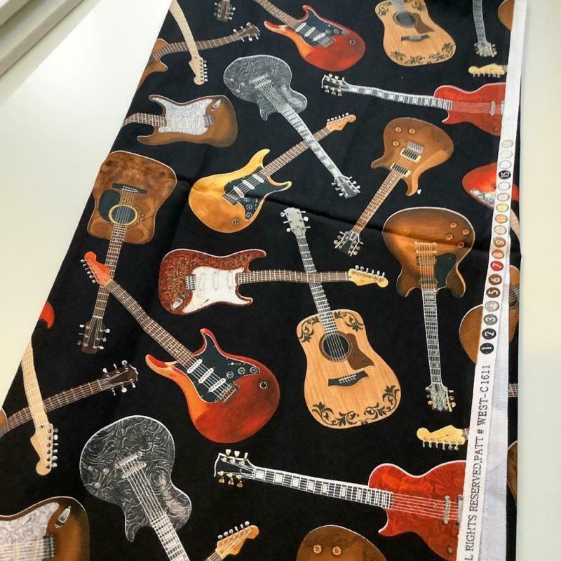 New Quilting Fabric Guitars 1 metre