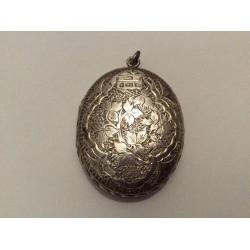 ABSOLUTE GEM; very fine and exquisite large antique silver locket marked Birmingham, circa 1881.