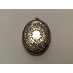 ABSOLUTE GEM; very fine and exquisite large antique silver locket marked Birmingham, circa 1881.