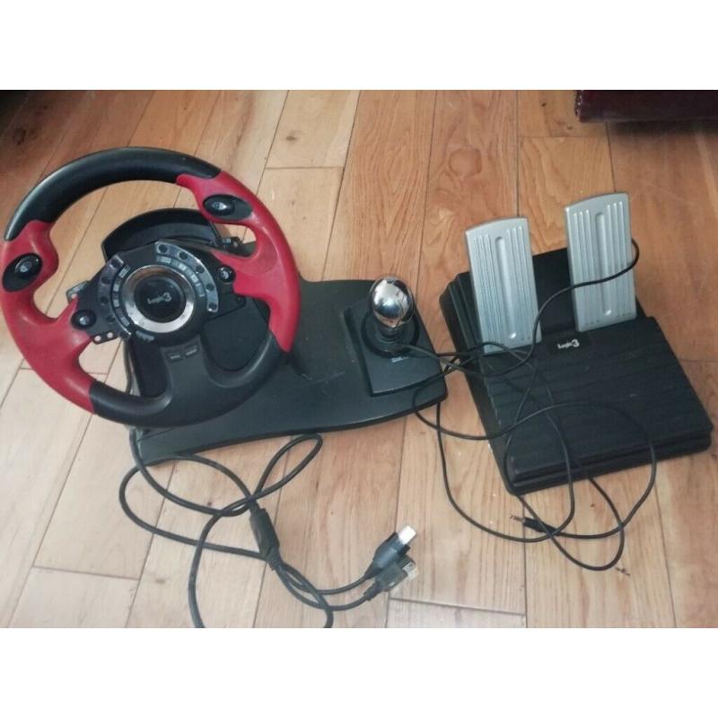 PS2 Steering Wheel + Pedals