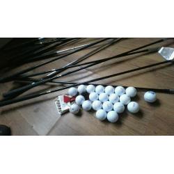 golf clubs plus golf balls
