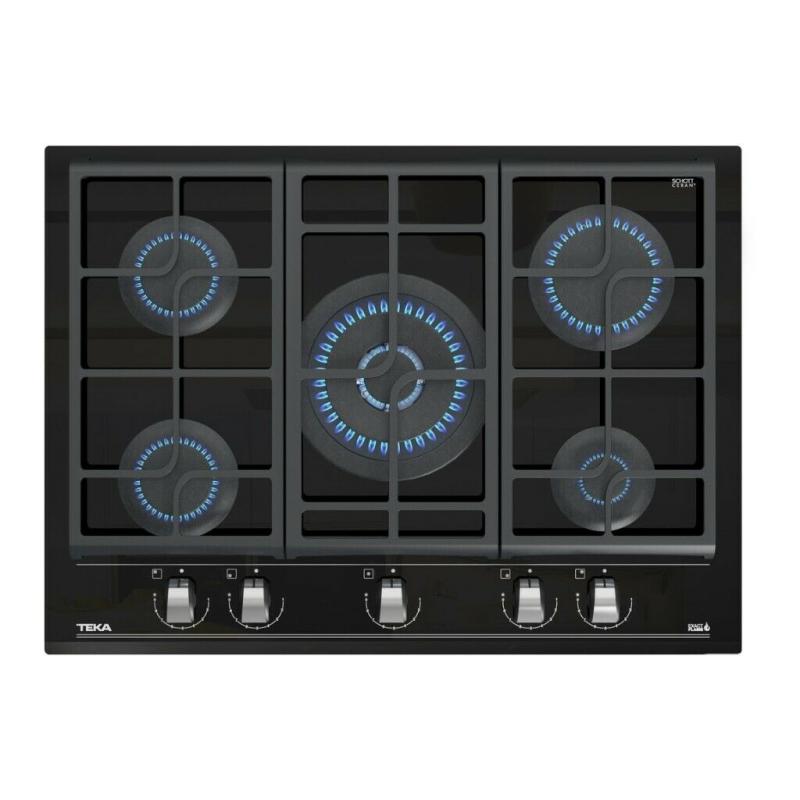 BRAND NEW GAS ON GLASS BLACK HOB - 5 BURNER