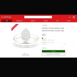 Pear shape diamond ring cluster 9ct white gold engagement/wedding bridal set.