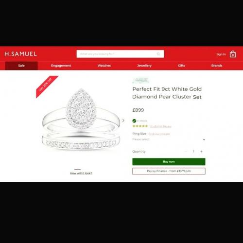 Pear shape diamond ring cluster 9ct white gold engagement/wedding bridal set.