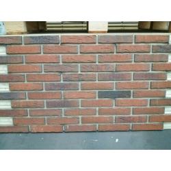 14 BRICK-TILE-PANELS Rustic red/black, ref. DF687, each panel 138.5 x 69.8cm