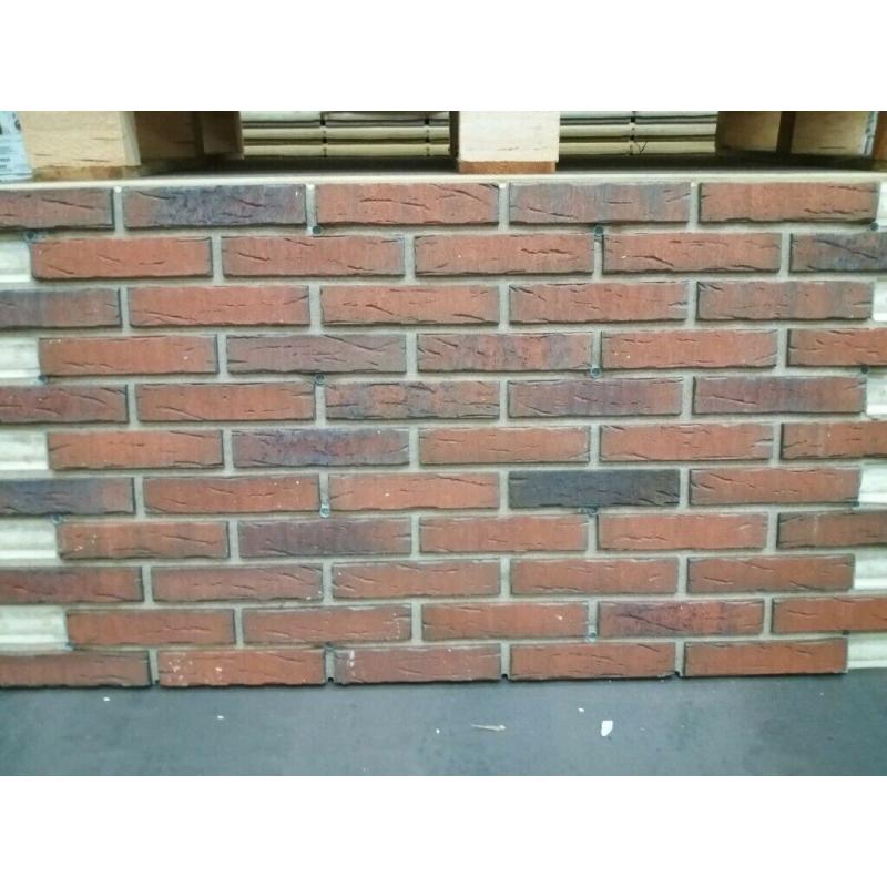 14 BRICK-TILE-PANELS Rustic red/black, ref. DF687, each panel 138.5 x 69.8cm