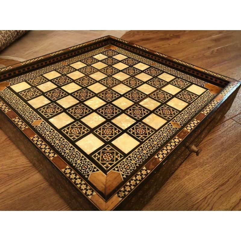 Antique Egyptian handmade chess set forty years old