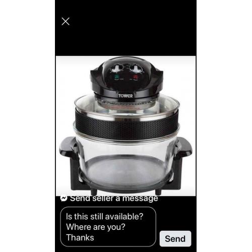 Halogen oven air fryer black inc ring trays, changing colours in kitchen cost ?99-, new