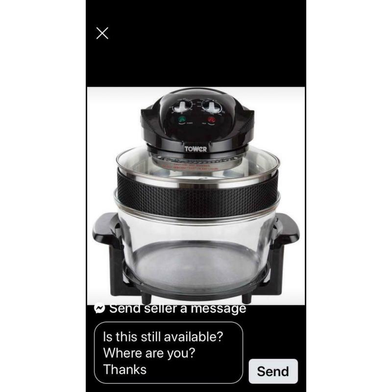 Halogen oven air fryer black inc ring trays, changing colours in kitchen cost ?99-, new