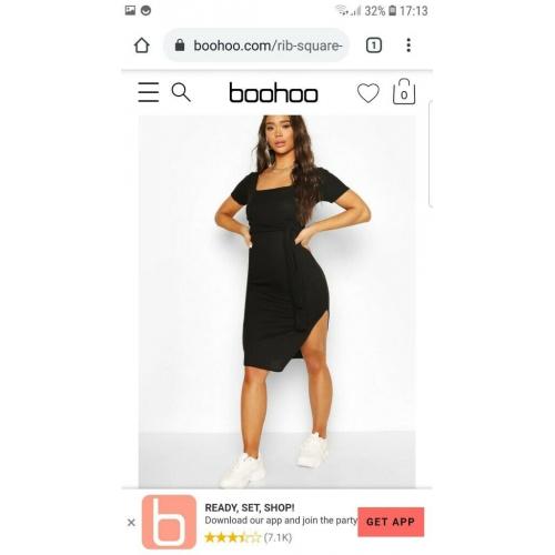 BOOHOO RIB SQUARE NECK DRESS BRAND NEW